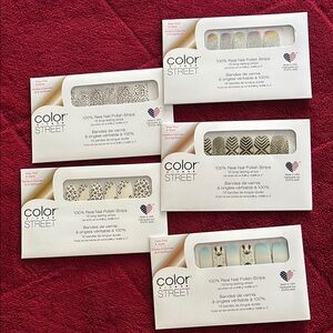 Lot of 5 Color Street Nail Art Collection - Black, White, Blue